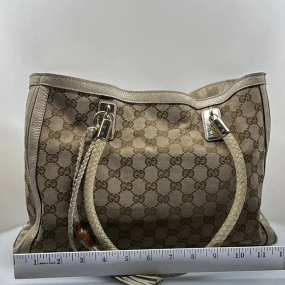 Gucci Tan Tote Bag with Iconic Design 100% Authentic - Picture 9 of 12